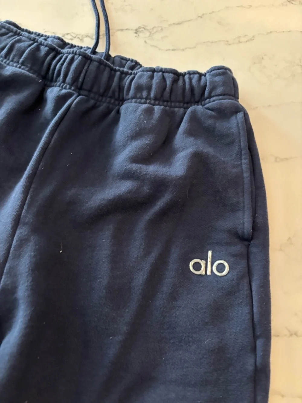 ALO Yoga Navy Relaxed Track Joggers and Hooded Sweatshirt Set